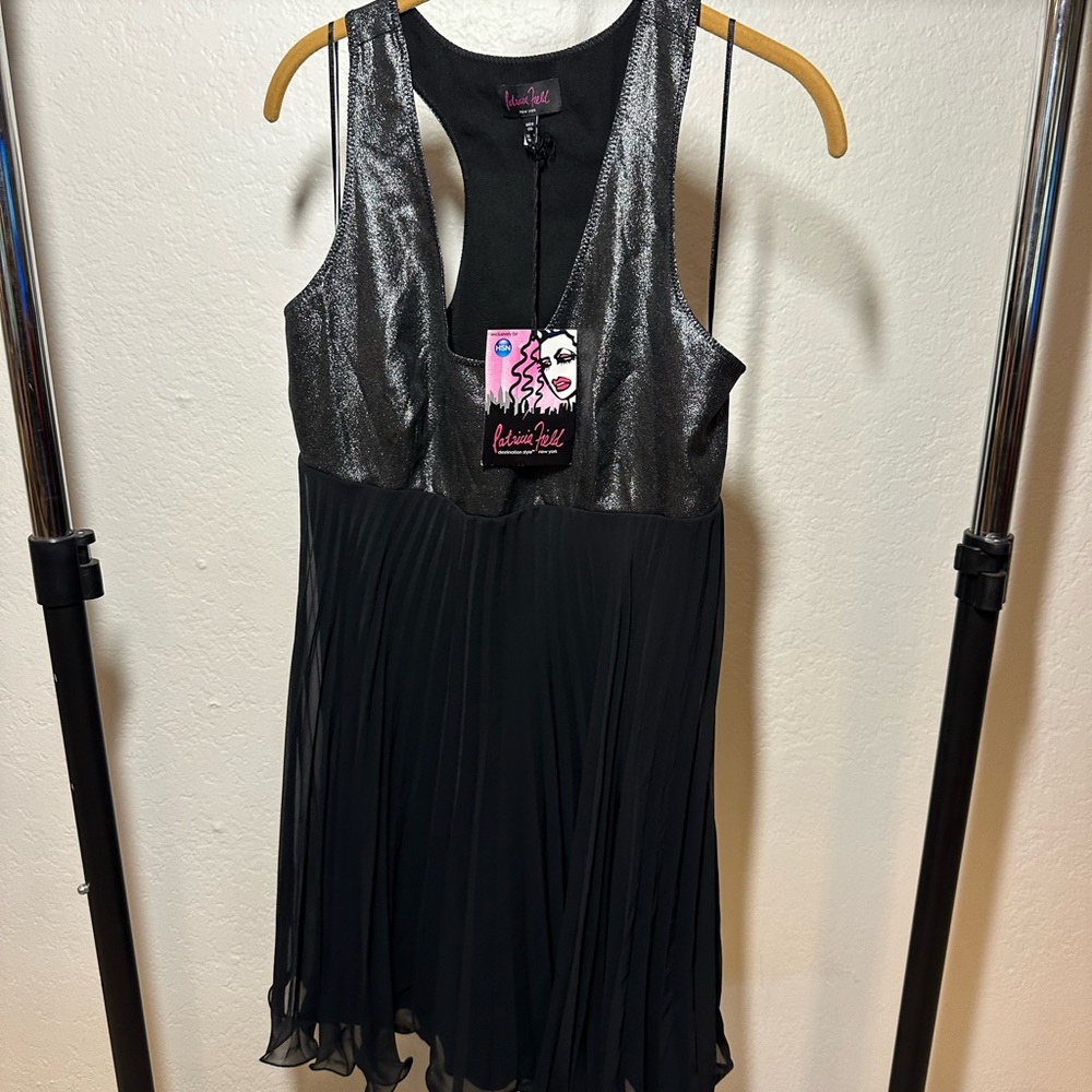 VINTAGE PATRICIA FIELD NWT Metallic Silver and Black Dress